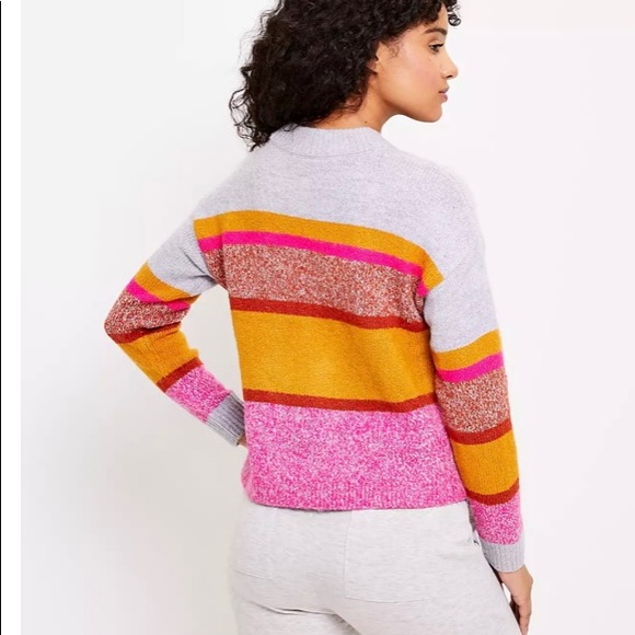 Loft Lou & Grey Multi stripe pink sweater NEW - Picture 2 of 3